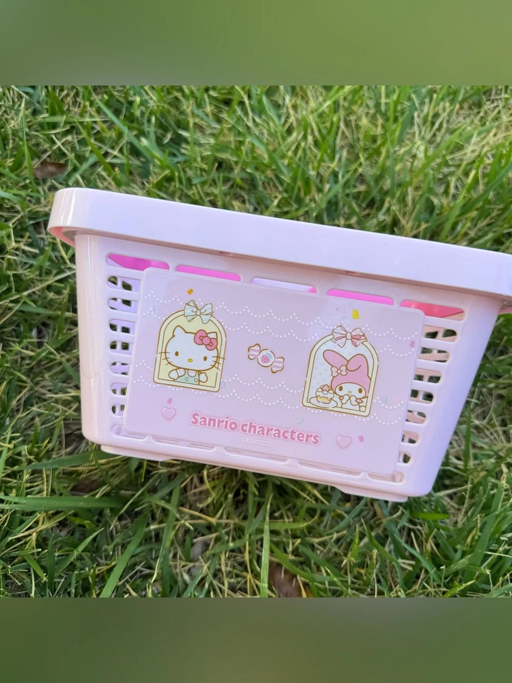 Sanrio Hello Kitty My Melody Pastel Pink Kawaii Mini Storage Shopping Basket